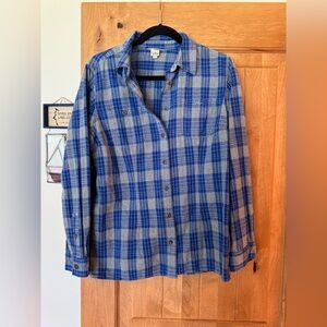 Blue and Gray Plaid Men's Shirt
